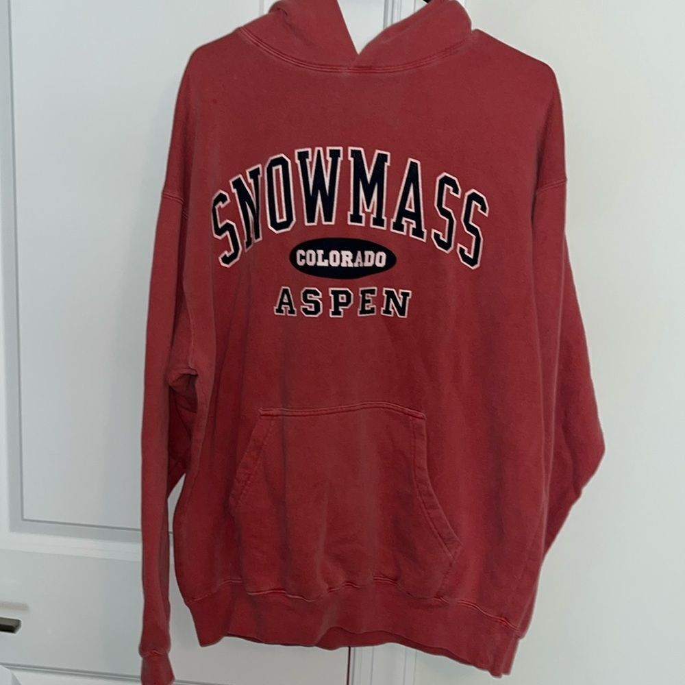 Acid Wash Snowmass Colorado Aspen Fleece Hooded Hoodie Sweatshirt Oversized M/L